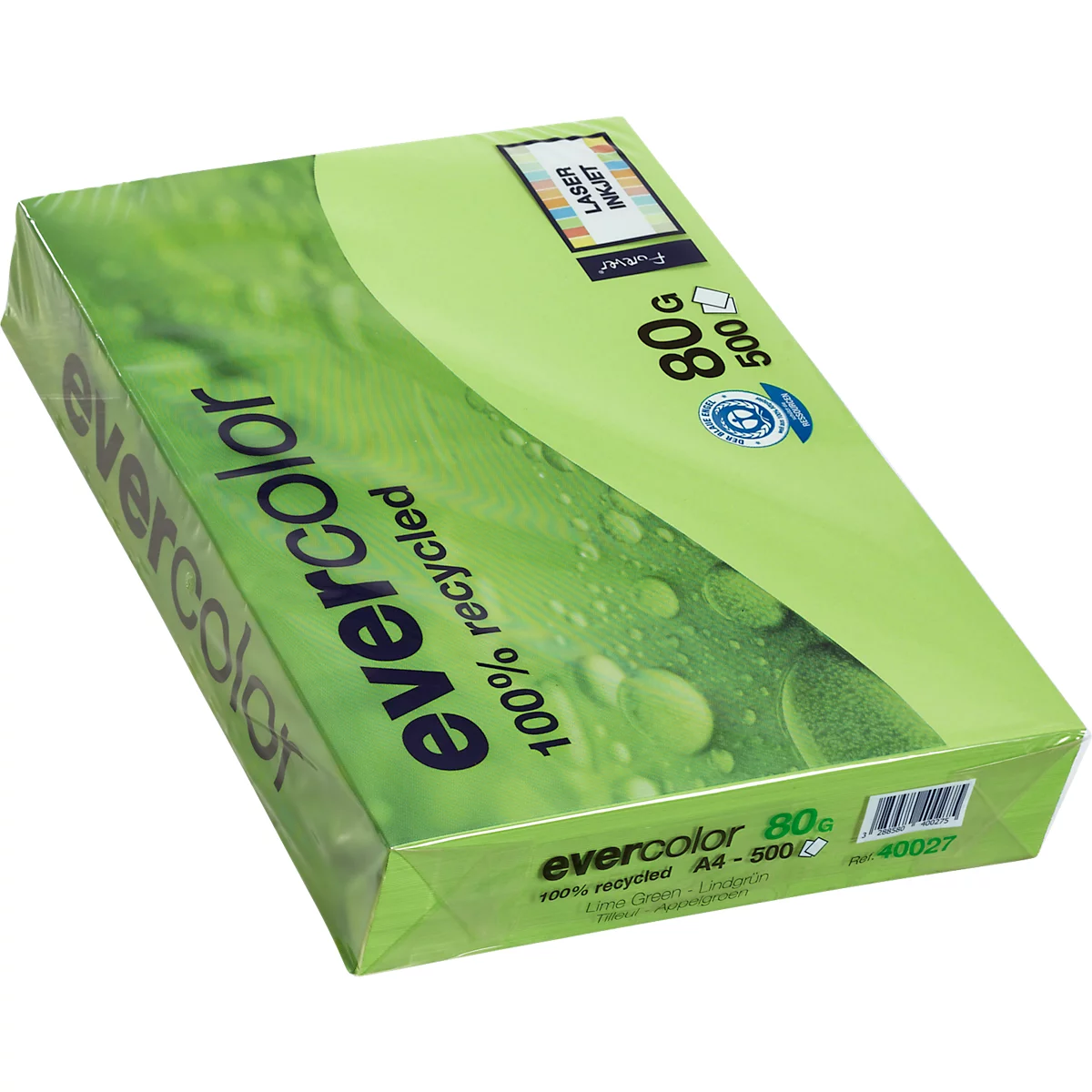 Farbiges Kopierpapier EVERCOLOR, DIN A4, 80 g/m², lindgrün, 1 Paket = 500 Blatt
