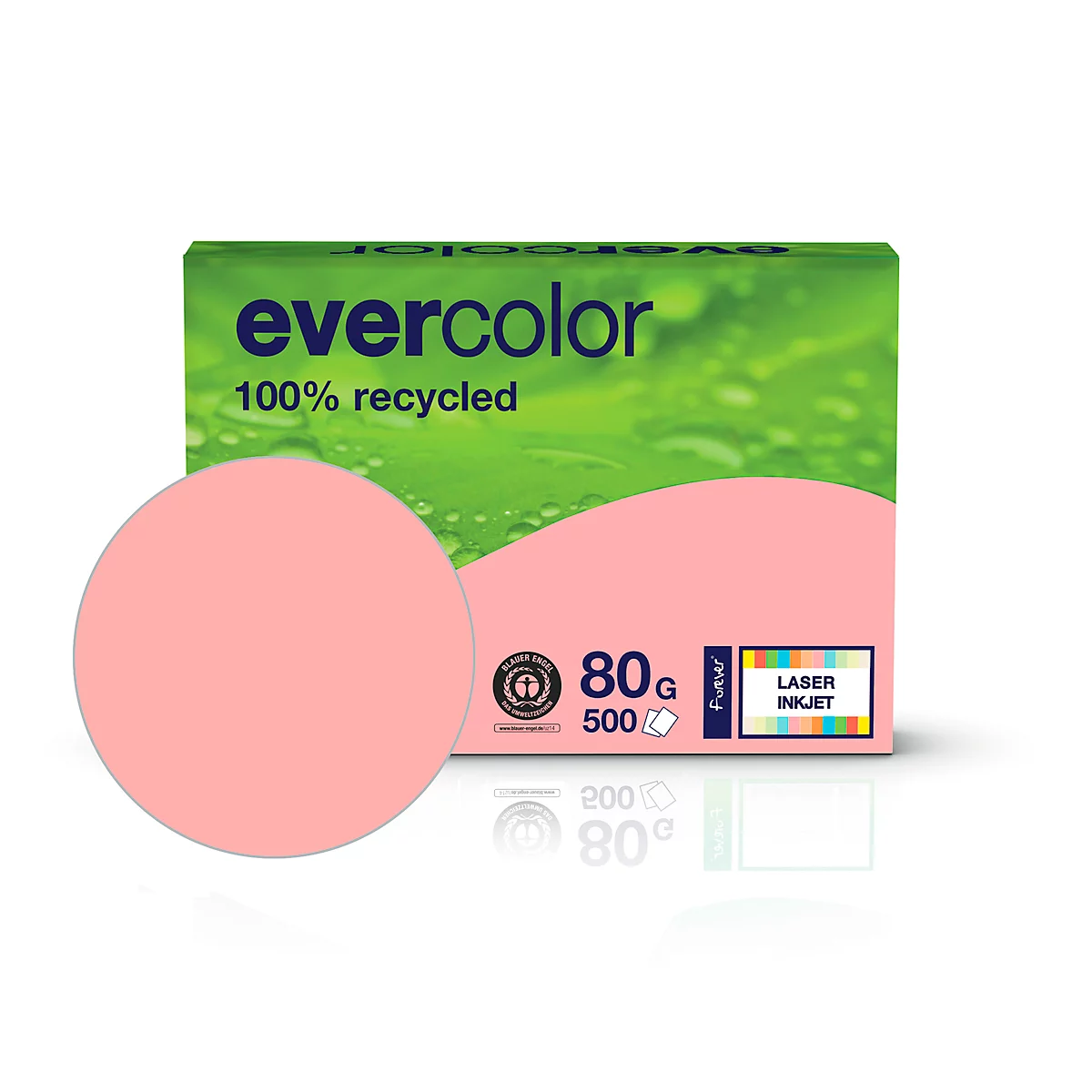Farbiges Kopierpapier EVERCOLOR, DIN A4, 80 g/m², rosa, 1 Paket = 500 Blatt