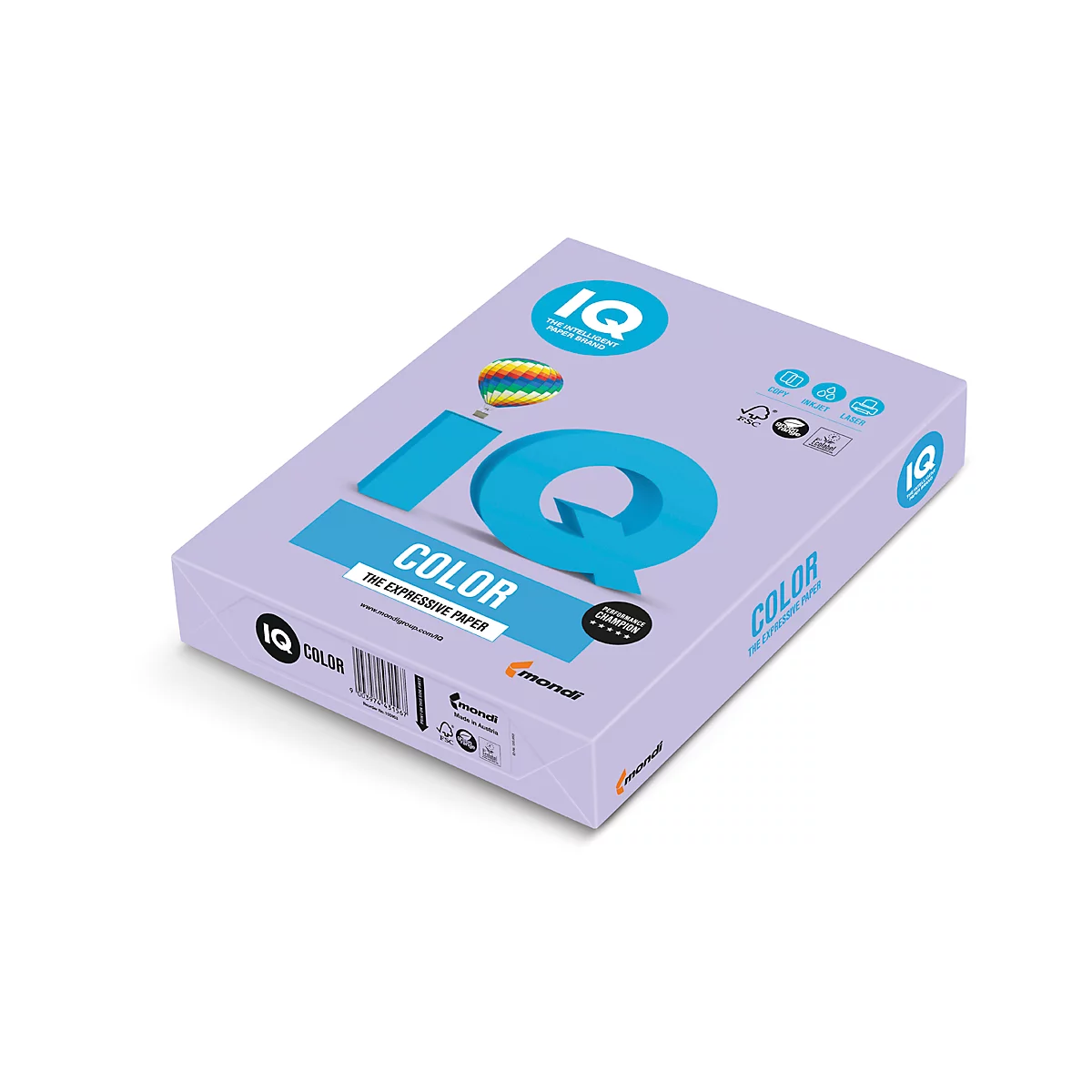 Farbiges Kopierpapier Mondi IQ Color, DIN A4, lavendel, 1 Paket = 500 Blatt