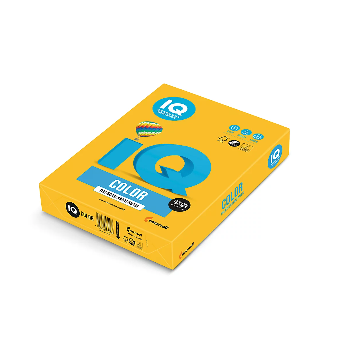 Farbiges Kopierpapier Mondi IQ Color Intensivfarbe, DIN A3, 80 g/m², sonnengelb, 1 Paket = 500 Blatt
