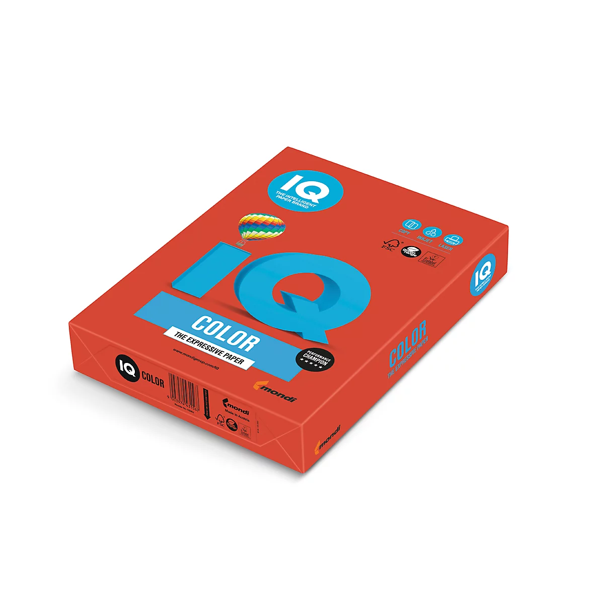 Farbiges Kopierpapier Mondi IQ Color Intensivfarbe, DIN A4, 160 g/m², rot, 1 Paket = 250 Blatt