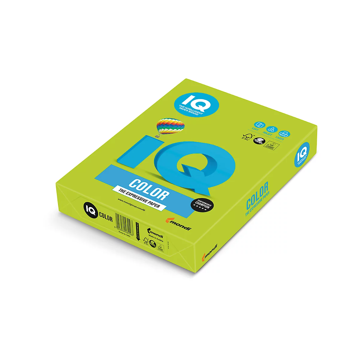 Farbiges Kopierpapier Mondi IQ Color Intensivfarbe, lindgrün