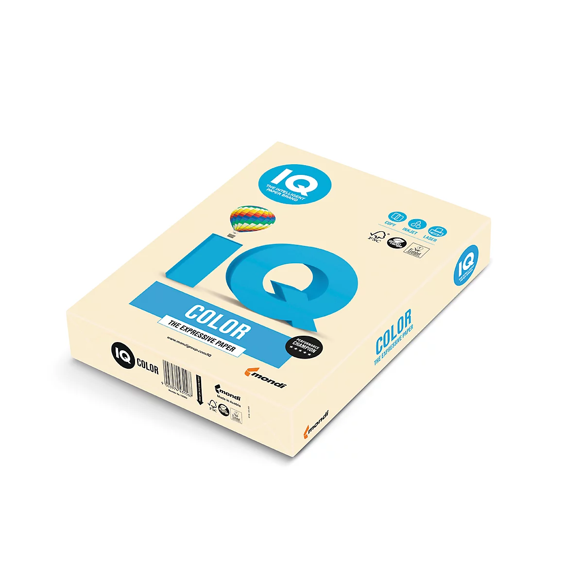 Farbiges Kopierpapier Mondi IQ Color Pastellfarbe, DIN A4, 120 g/m², chamoisgelb, 1 Paket = 250 Blatt