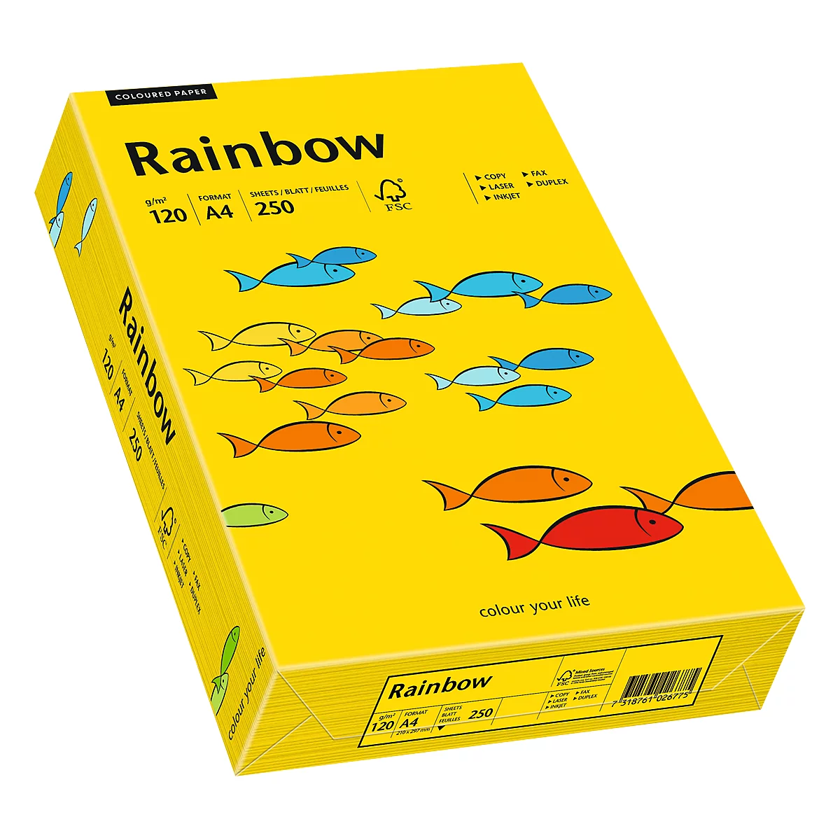 Farbiges Kopierpapier Mondi Rainbow, DIN A4, 120 g/m², intensivgelb, 1 Paket = 250 Blatt