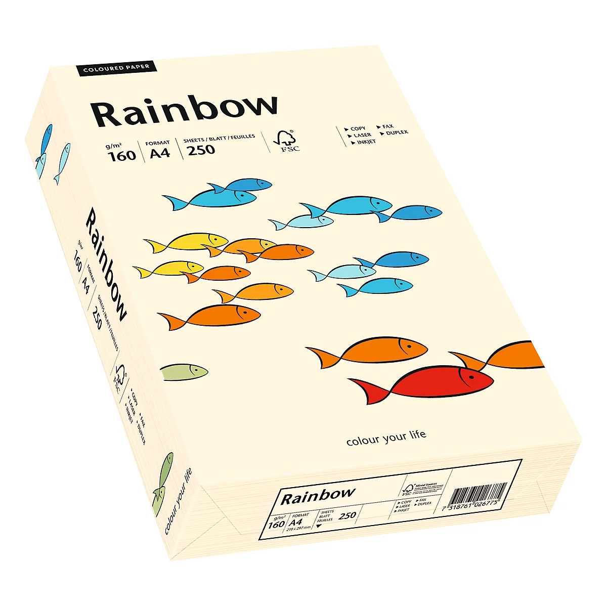 Farbiges Kopierpapier Mondi Rainbow, DIN A4, 160 g/m², hellchamoisgelb, 1 Paket = 250 Blatt