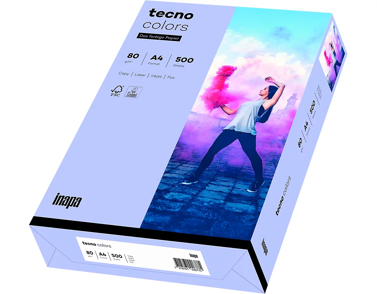 Farbiges Kopierpapier tecno colors, DIN A4, 80 g/m², violett, 1 Paket = 500 Blatt