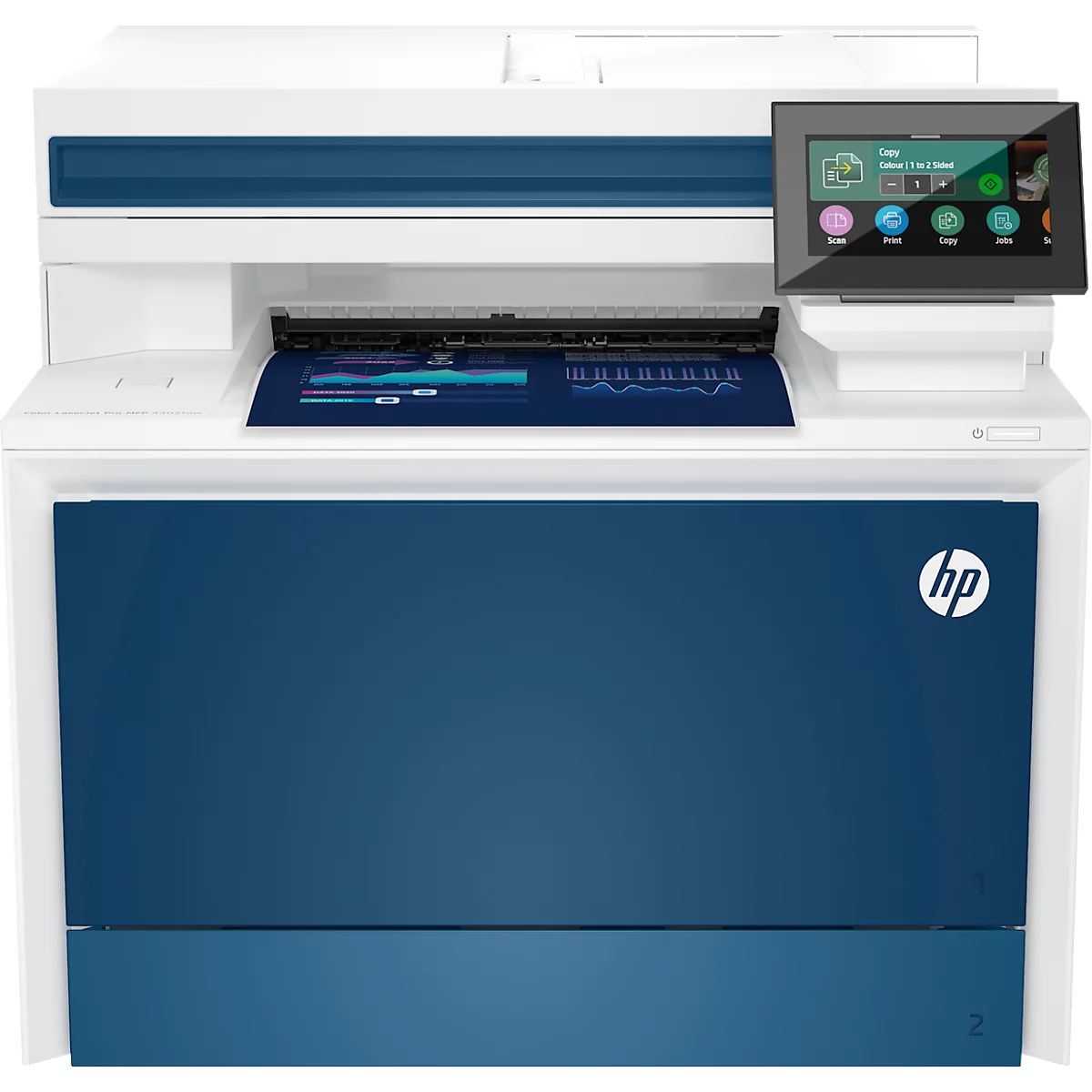 Farblaser-Multifunktionsdrucker HP Color LaserJet Pro MFP 4302fdw, 4-in-1, USB/LAN/WLAN, Auto-Duplex, Mobildruck, bis A4, inkl. 4 Tonerkartuschen