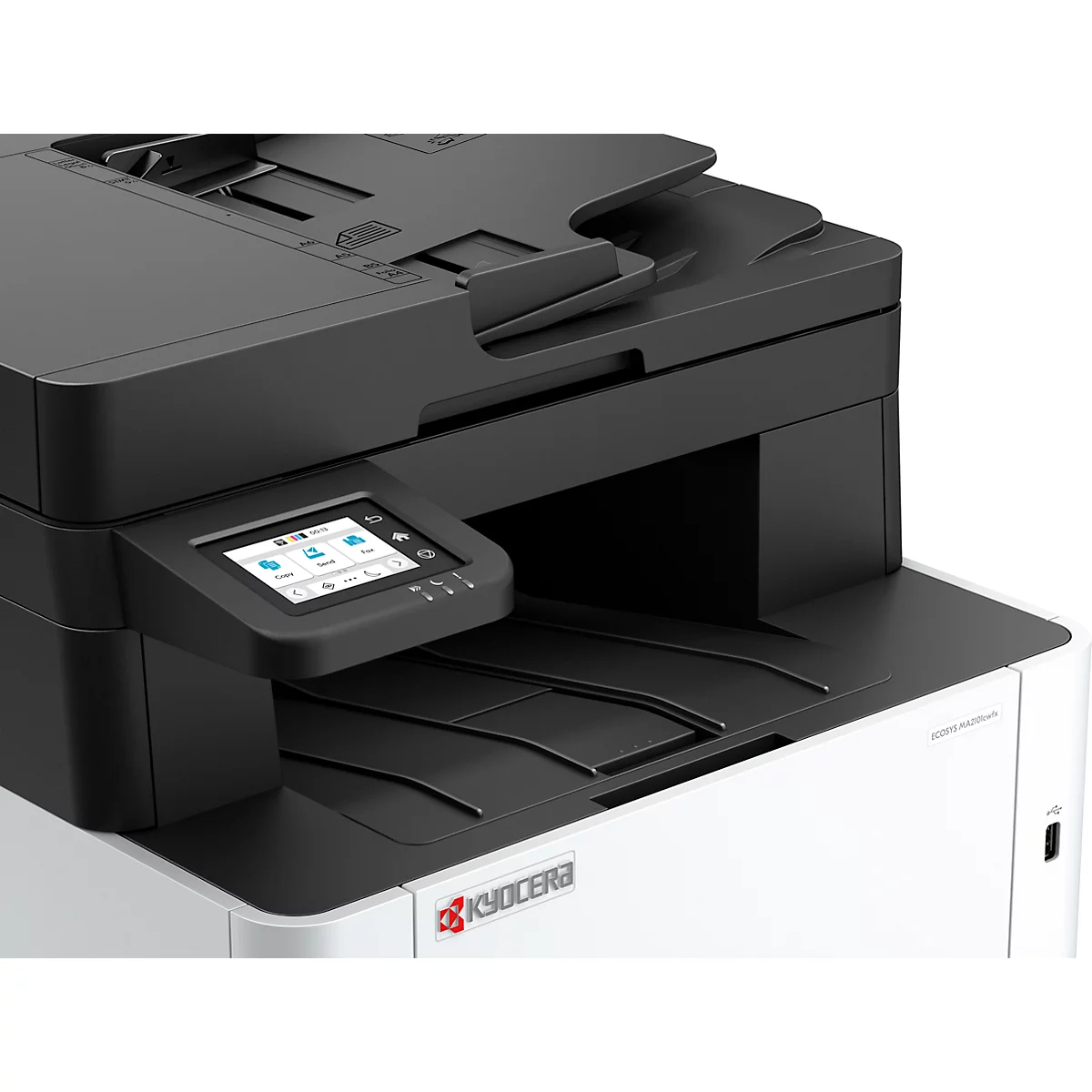 Farblaser-Multifunktionsdrucker KYOCERA ECOSYS MA2101cwfx, 4-in-1, Duplex/Mobildruck, 26 Seiten/Min., USB/LAN/WLAN/Micro-SD, bis A4, inkl. CMYK-Toner