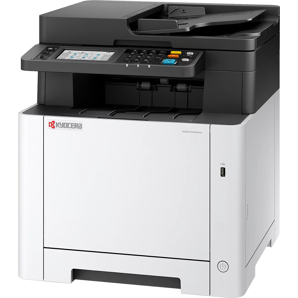 Farblaser-Multifunktionsdrucker KYOCERA ECOSYS MA2600cfx, 4-in-1, Duplex/Mobildruck, 26 Seiten/Min., USB/LAN/Micro-SD, bis A4, inkl. CMYK-Toner