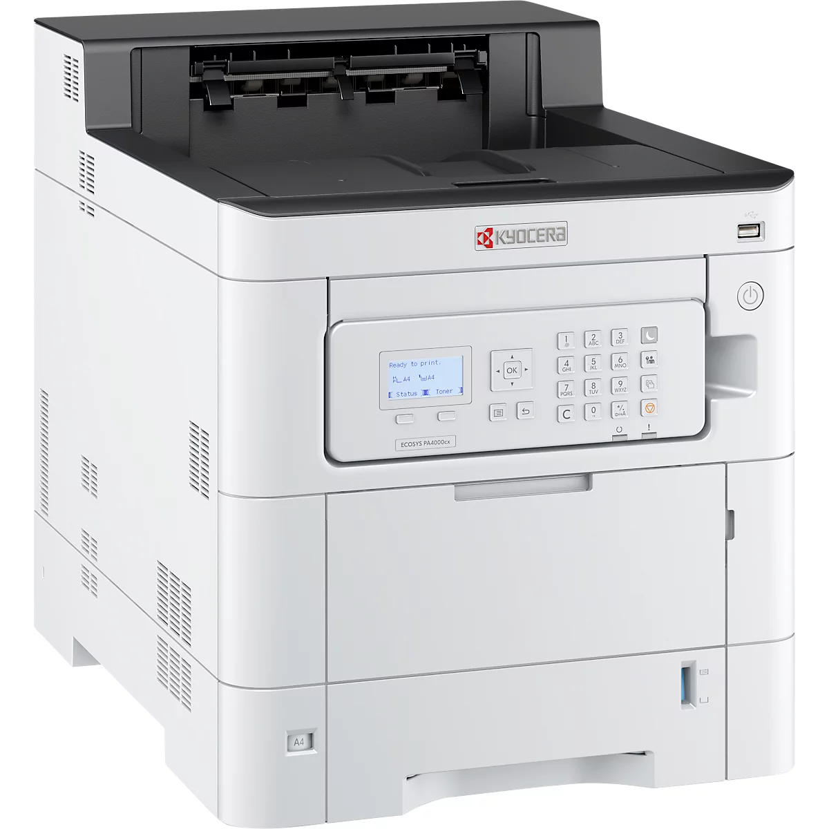 Farblaserdrucker Kyocera ECOSYS PA4000cx/Plus, LCD-Bedienfeld, Duplex, 1.200 × 1.200 dpi, 40 Seiten/Min.