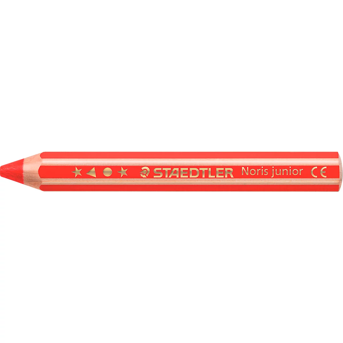 Farbstift Staedtler Noris junior, 3 in 1, Kartonetui, 6 sortierte Farben + Spitzer