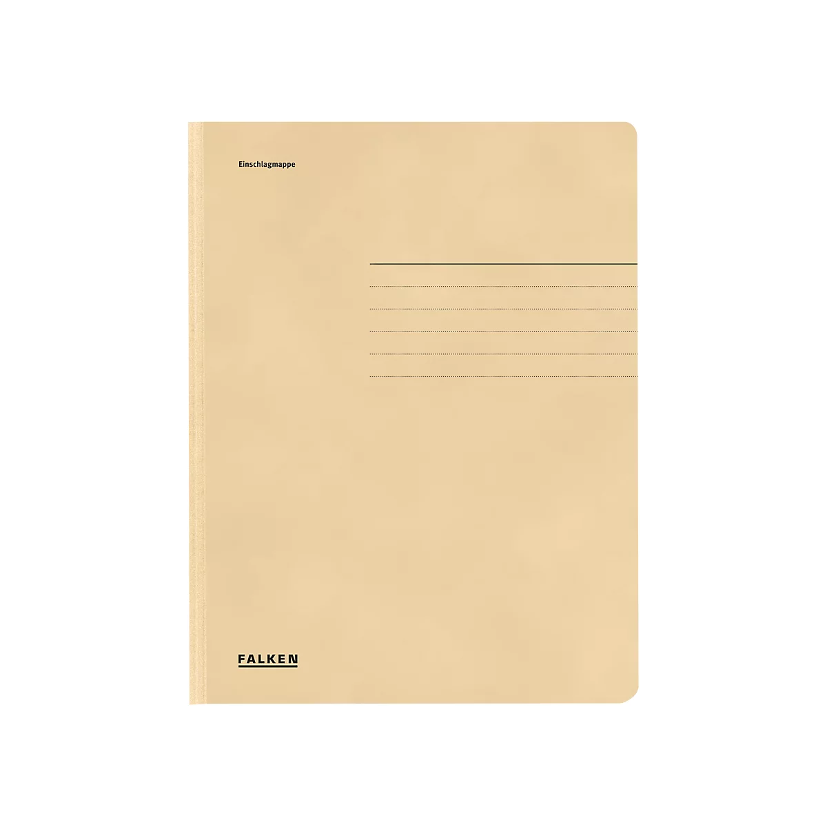 Chemise beige avec lignes et imprimés. "Einschlagmappe" en haut, "FALKEN" en bas.