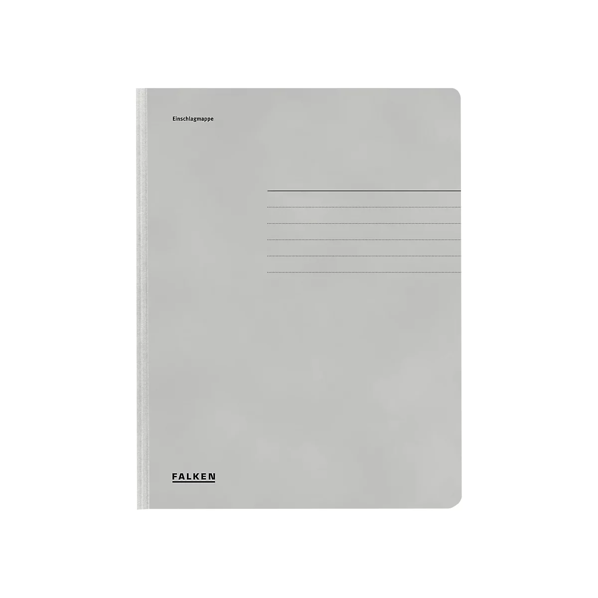 Chemise grise lignée. 'Einschlagmappe' est écrit en haut, le logo 'FALKEN' en bas.