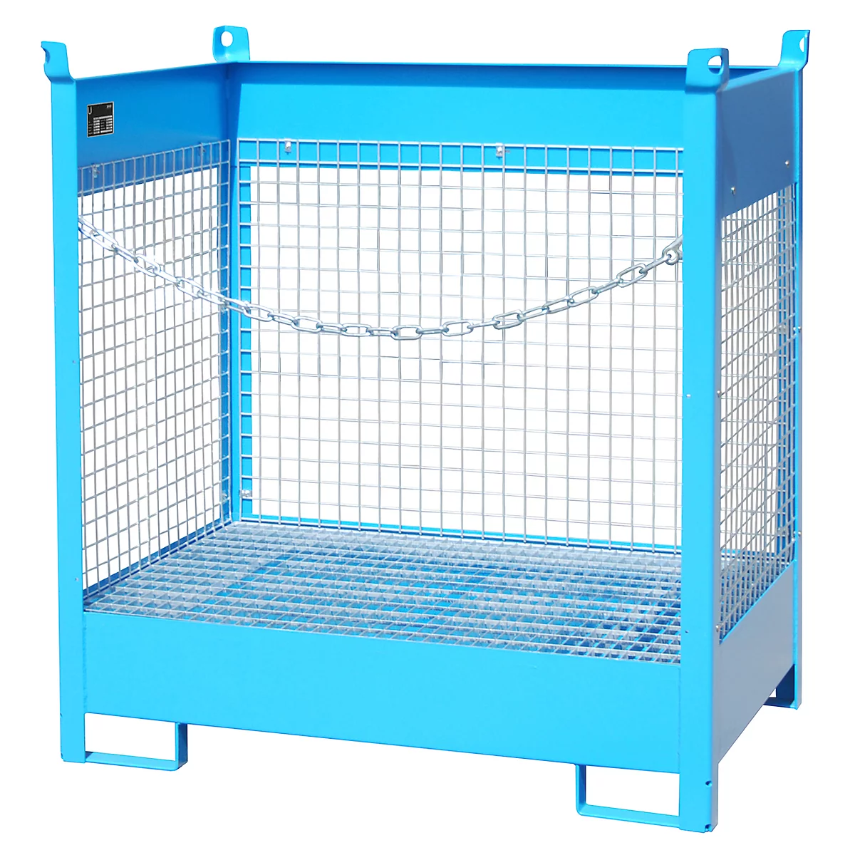 Fass-Stapelpalette Bauer FSP-2 D, Wände aus Drahtgitter, für 2 x 200 l Fass, blau