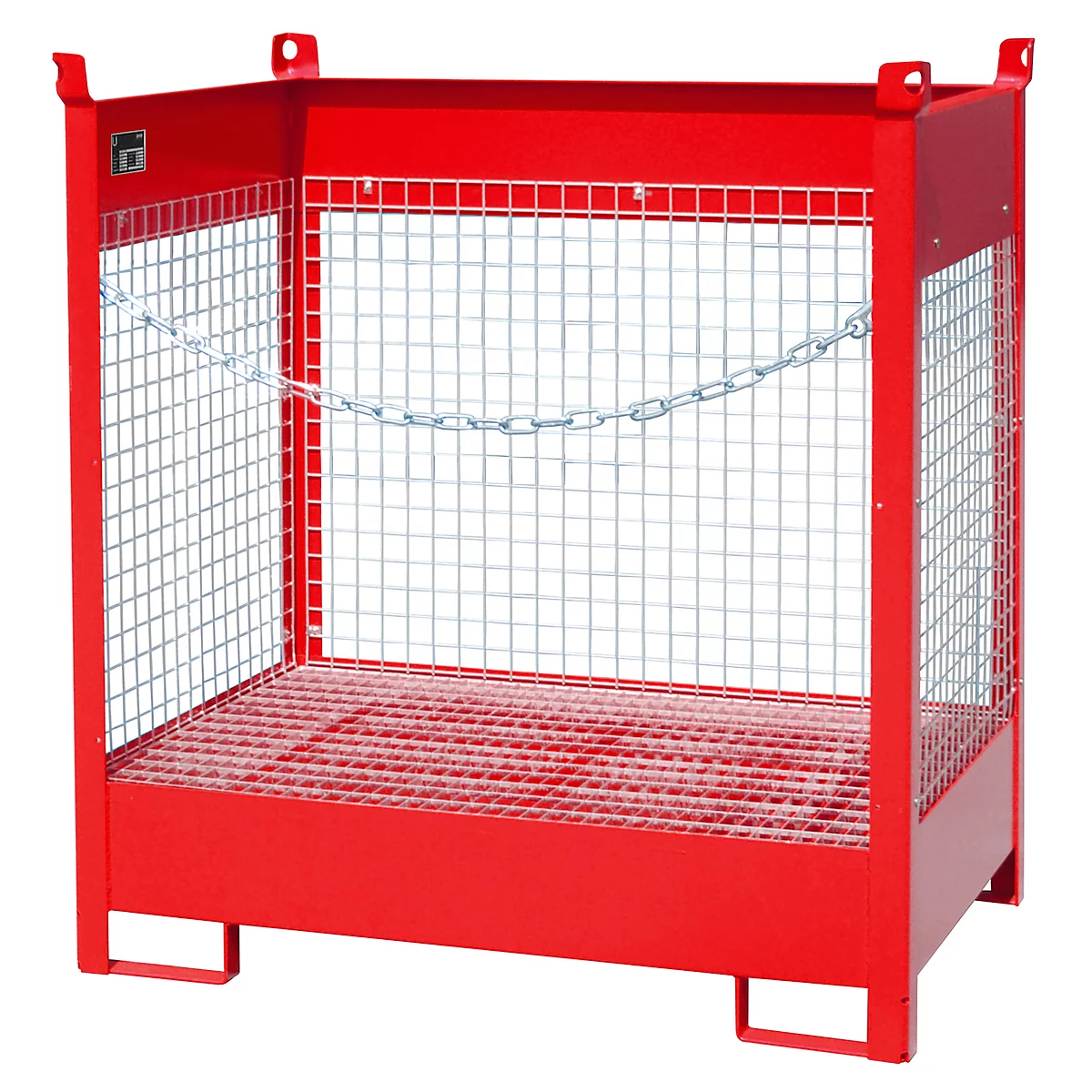 Fass-Stapelpalette Bauer FSP-2 D, Wände aus Drahtgitter, für 2 x 200 l Fass, rot