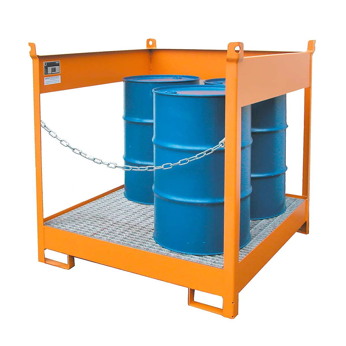 Fass-Stapelpalette Bauer FSP-4, seitlich offen, für 4 x 200 l Fass, orange