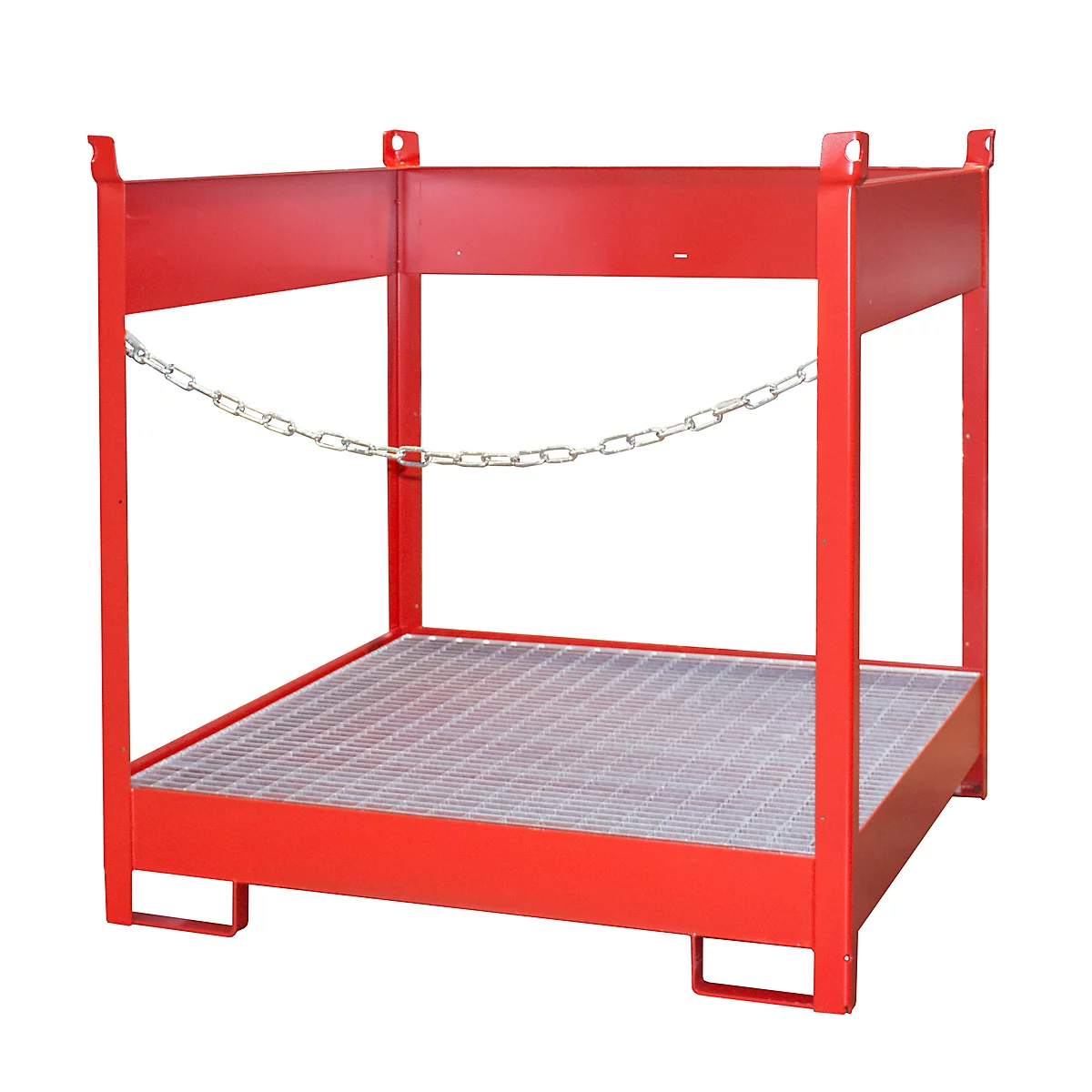 Fass-Stapelpalette Bauer FSP-4, seitlich offen, für 4 x 200 l Fass, rot