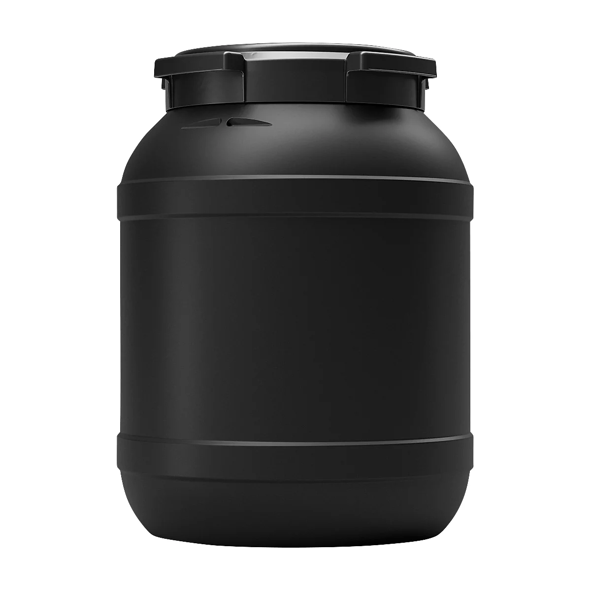 Fass, Volumen 26 l, leitfähig, mit Deckel, mit UN-Zertifizierung, wasserdicht, UV-beständig, stapelbar, L 316 x B 316 x H 425 mm, HDPE, schwarz