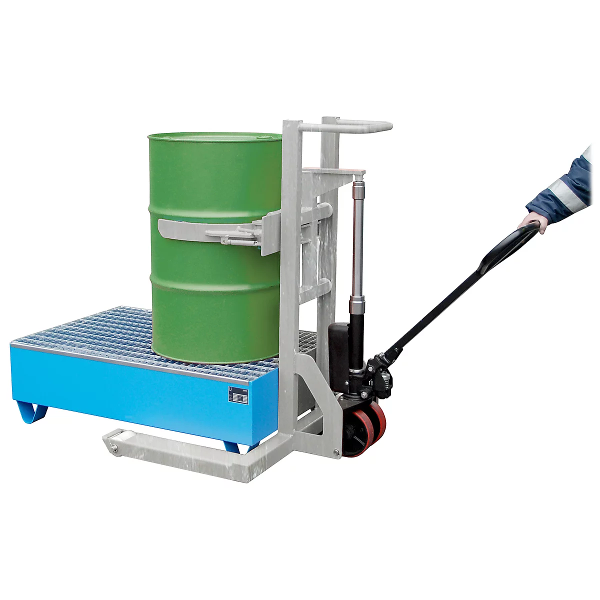 Fassheberoller BAUER FHR 600 K, Stahl, mit Fassklammer, für 200 l Fässer, B 1125 x T 1000 x H 1330 mm, verzinkt