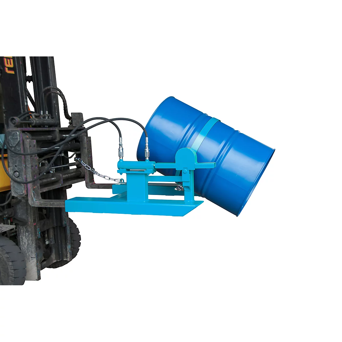 Fasskipper BAUER FD-H mit Hubzylinder, Stahl, B 1000 x T 1245 x H 475 mm, blau