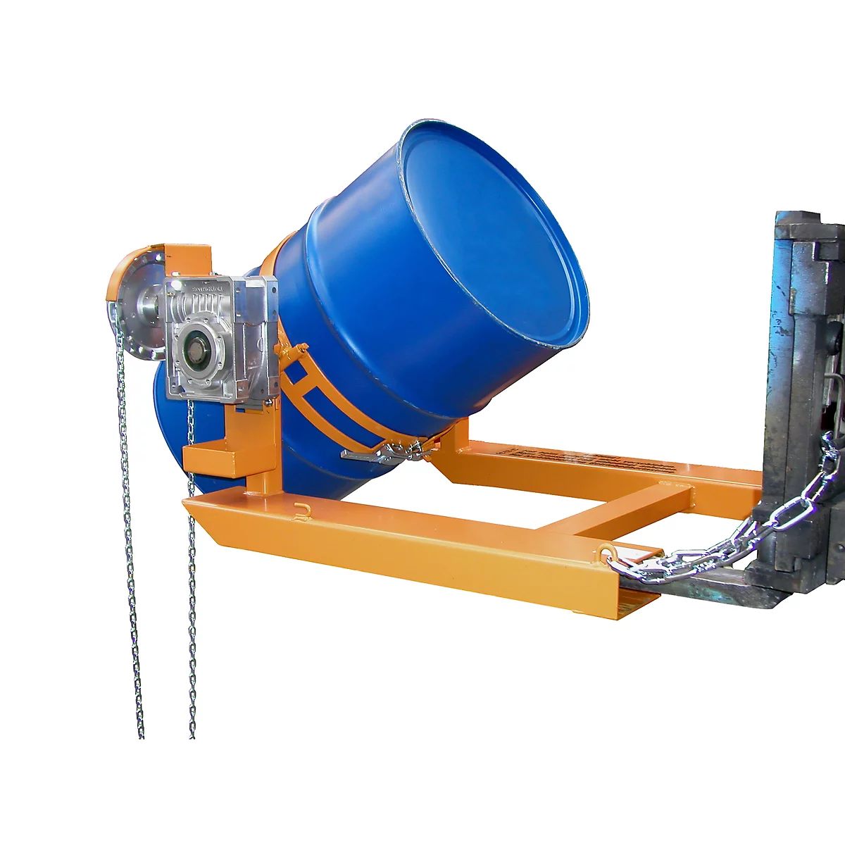 Fasskipper BAUER FD-K mit Kette, Stahl, B 1100 x T 1245 x H 610 mm, orange