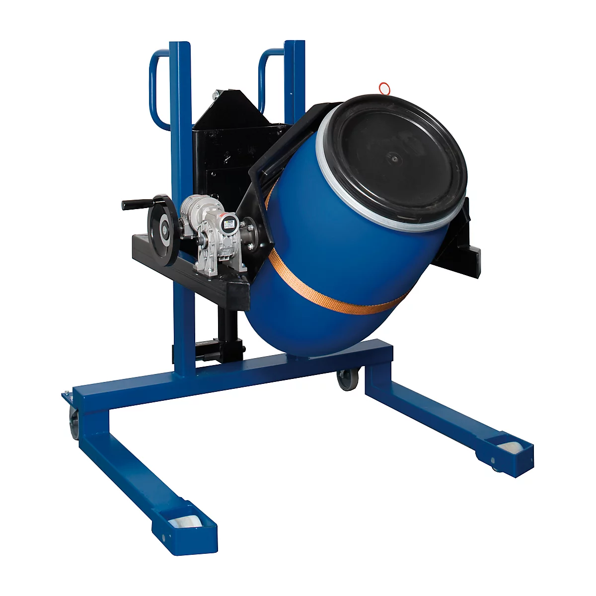 Fasslifter asecos, m. Prismenbacken, B 830 x H 1605 x T 1140 mm, Hubbereich 120 – 750 mm, Stahl lackiert