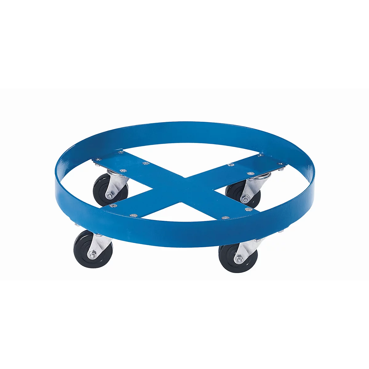 Fassroller, Stahl pulverbeschichtet, B 610 x T 610 x H 125 mm, für 200 l Stahlfässer, bis 350 kg