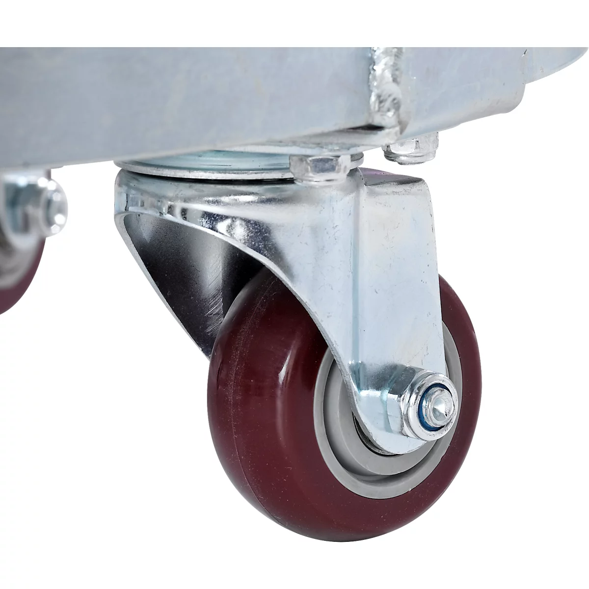 Fassroller, Stahl verzinkt, Ø 610 x H 160 mm, 4 Kunststoff-Lenkrollen, für 250 l Fässer, bis 410 kg