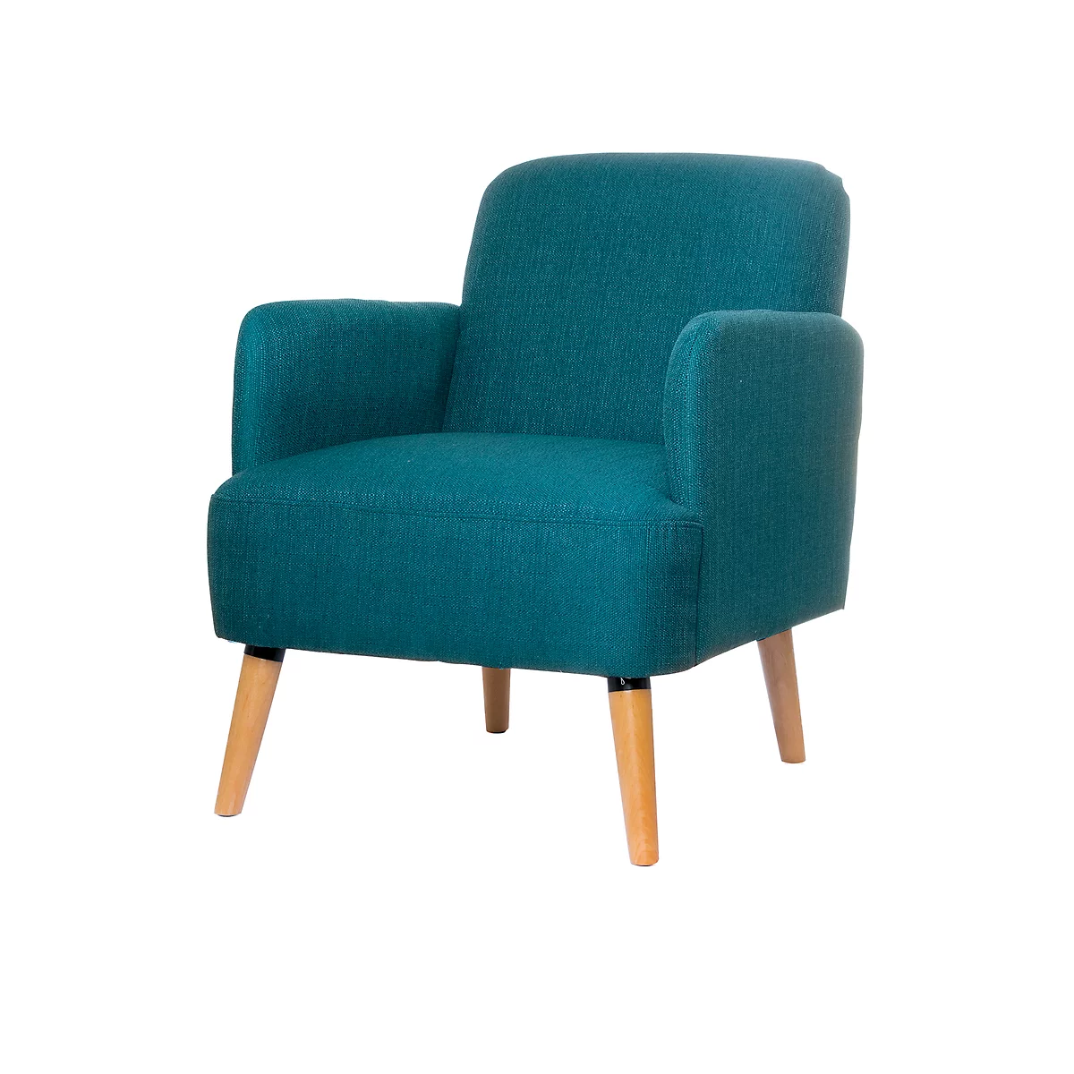 Fauteuil Brooks Paperflow, en bois massif, retro-design, rembourré, revêtement polyester, bleu