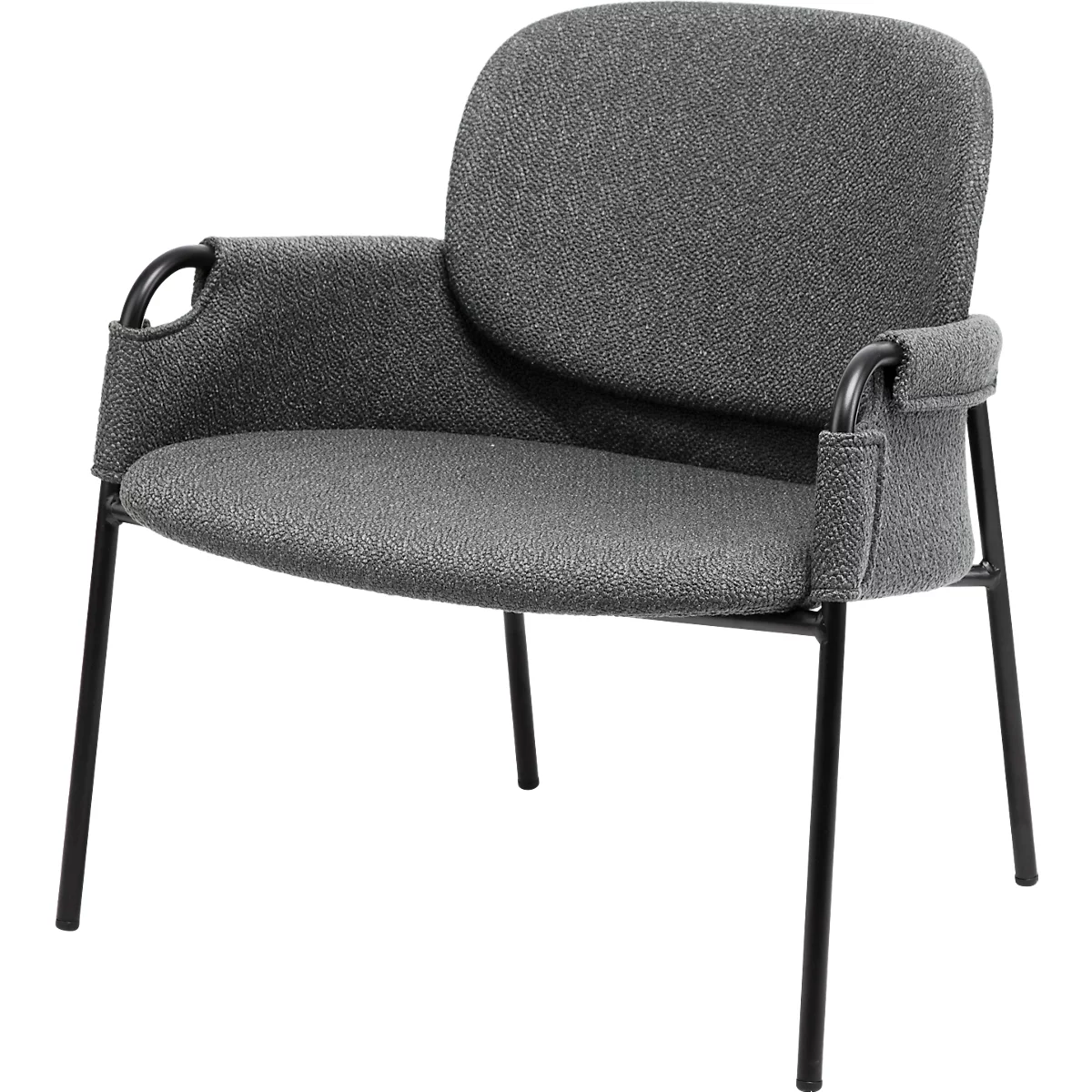 Fauteuil CLOTH Meet by Paperflow - 1 place - avec accoudoirs - l. 700 x P 535 x H 690 mm - tube d'acier noir - tissu polypropylène - anthracite
