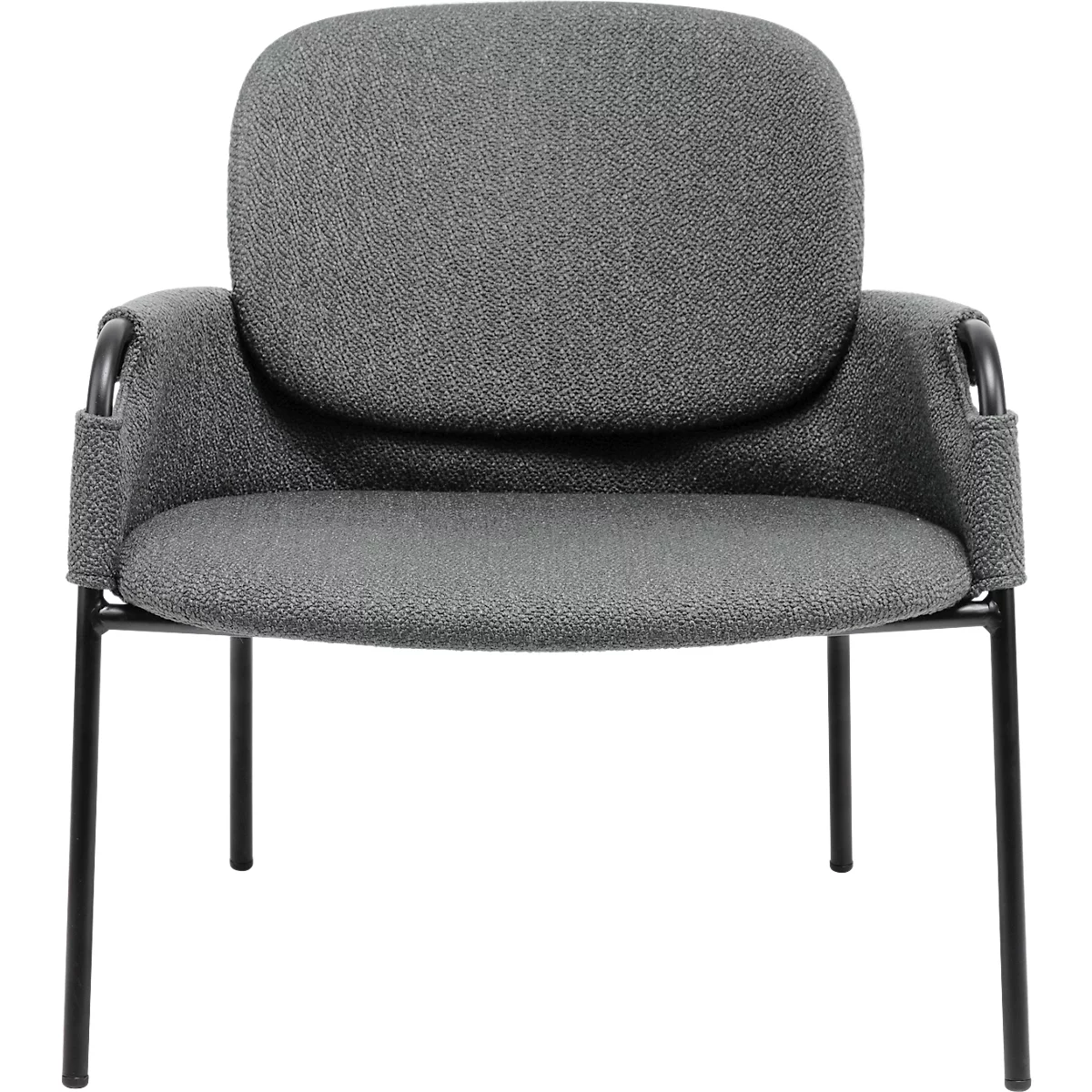 Fauteuil CLOTH Meet by Paperflow - 1 place - avec accoudoirs - l. 700 x P 535 x H 690 mm - tube d'acier noir - tissu polypropylène - anthracite