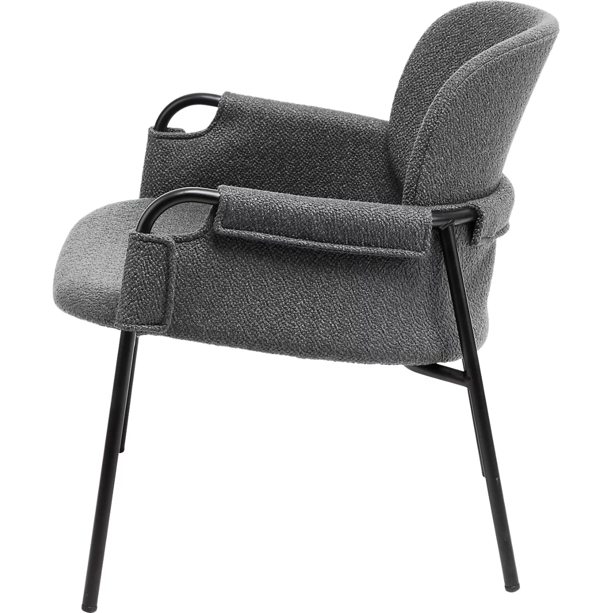 Fauteuil CLOTH Meet by Paperflow - 1 place - avec accoudoirs - l. 700 x P 535 x H 690 mm - tube d'acier noir - tissu polypropylène - anthracite