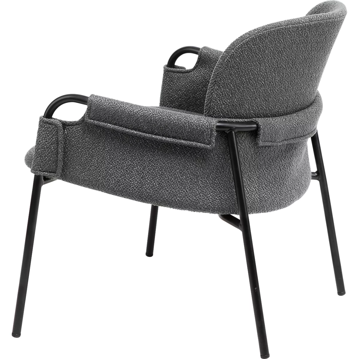 Fauteuil CLOTH Meet by Paperflow - 1 place - avec accoudoirs - l. 700 x P 535 x H 690 mm - tube d'acier noir - tissu polypropylène - anthracite