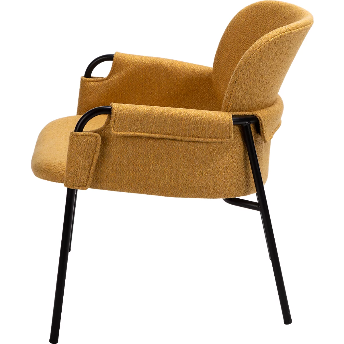 Fauteuil CLOTH Meet by Paperflow - 1 place - avec accoudoirs - l. 700 x P 535 x H 690 mm - tube d'acier noir - tissu polypropylène - jaune