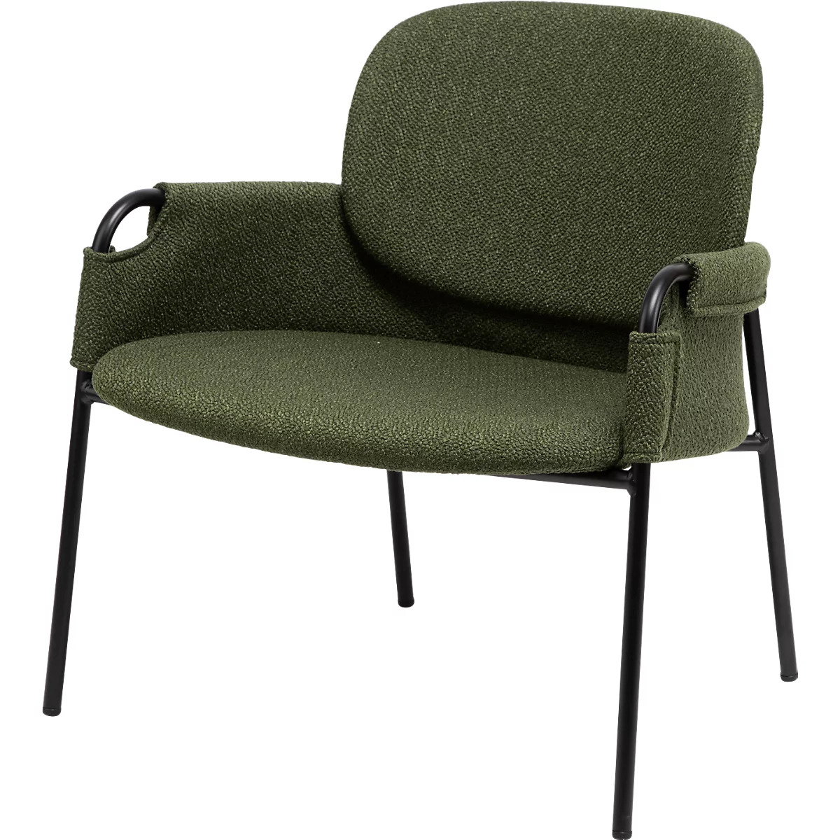 Fauteuil CLOTH Meet by Paperflow - 1 place - avec accoudoirs - l. 700 x P 535 x H 690 mm - tube d'acier noir - tissu polypropylène - vert