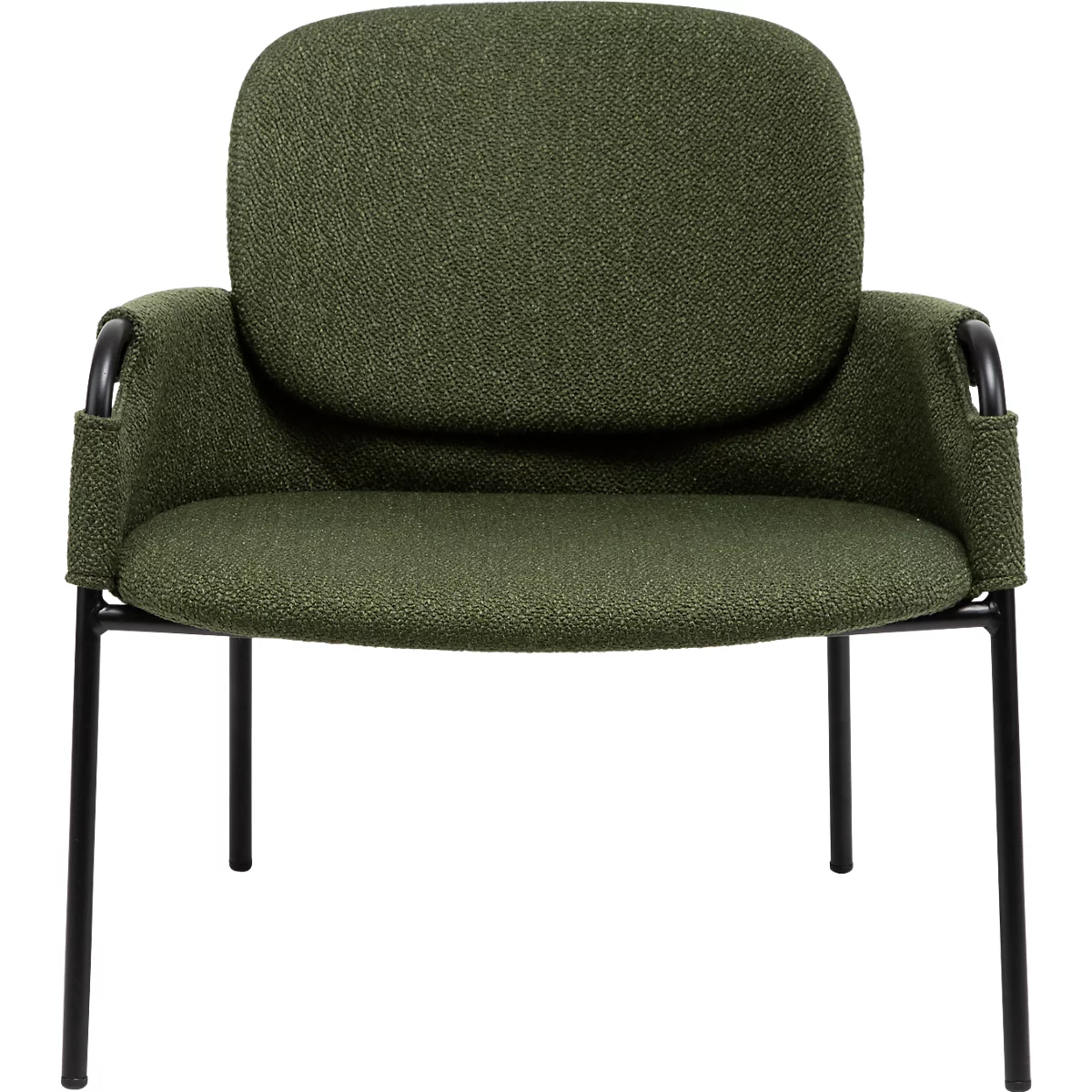 Fauteuil CLOTH Meet by Paperflow - 1 place - avec accoudoirs - l. 700 x P 535 x H 690 mm - tube d'acier noir - tissu polypropylène - vert