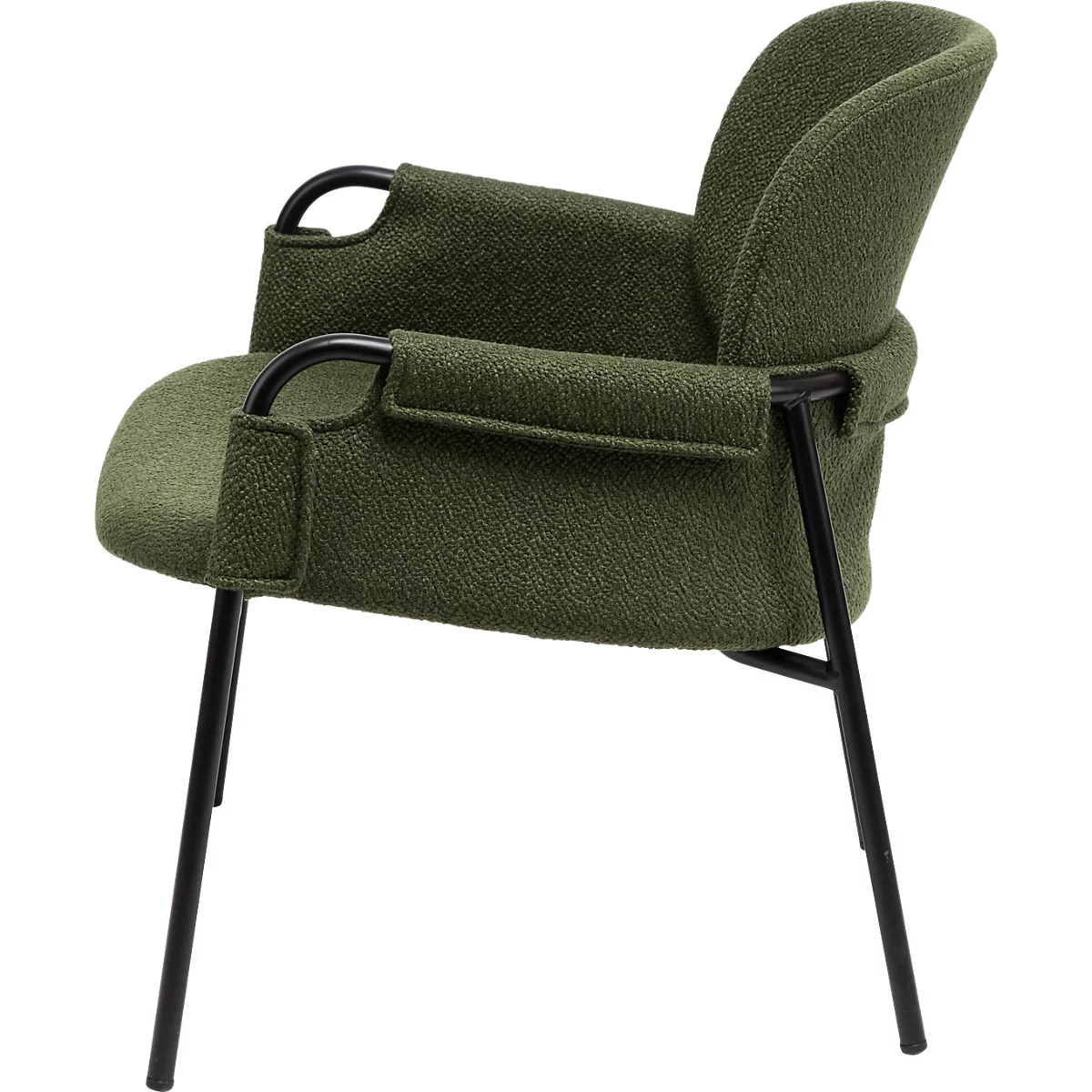 Fauteuil CLOTH Meet by Paperflow - 1 place - avec accoudoirs - l. 700 x P 535 x H 690 mm - tube d'acier noir - tissu polypropylène - vert