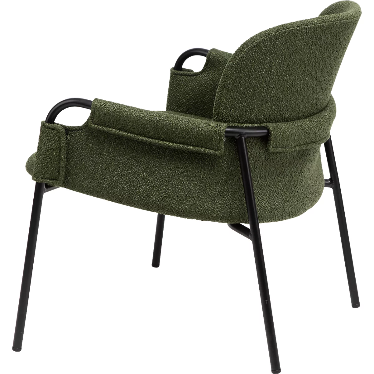 Fauteuil CLOTH Meet by Paperflow - 1 place - avec accoudoirs - l. 700 x P 535 x H 690 mm - tube d'acier noir - tissu polypropylène - vert