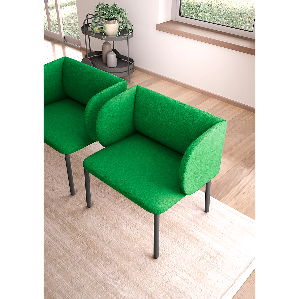 Fauteuil d'accueil LIV Leyform - tissu - piétement acier - L 730 x P 620 x H 740 mm - vert
