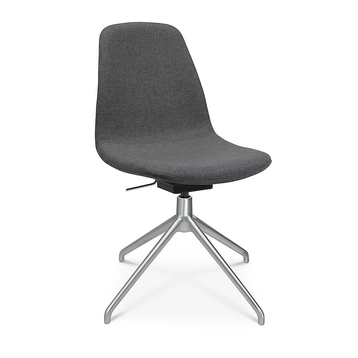 Fauteuil de conférence Topstar Sitness Life 1.1, pivotant/assis réglable en hauteur, sans accoudoirs, L 460 x P 390 x H 450-480 mm, piétement 4 branches, alu mat &amp; tissu, anthr.