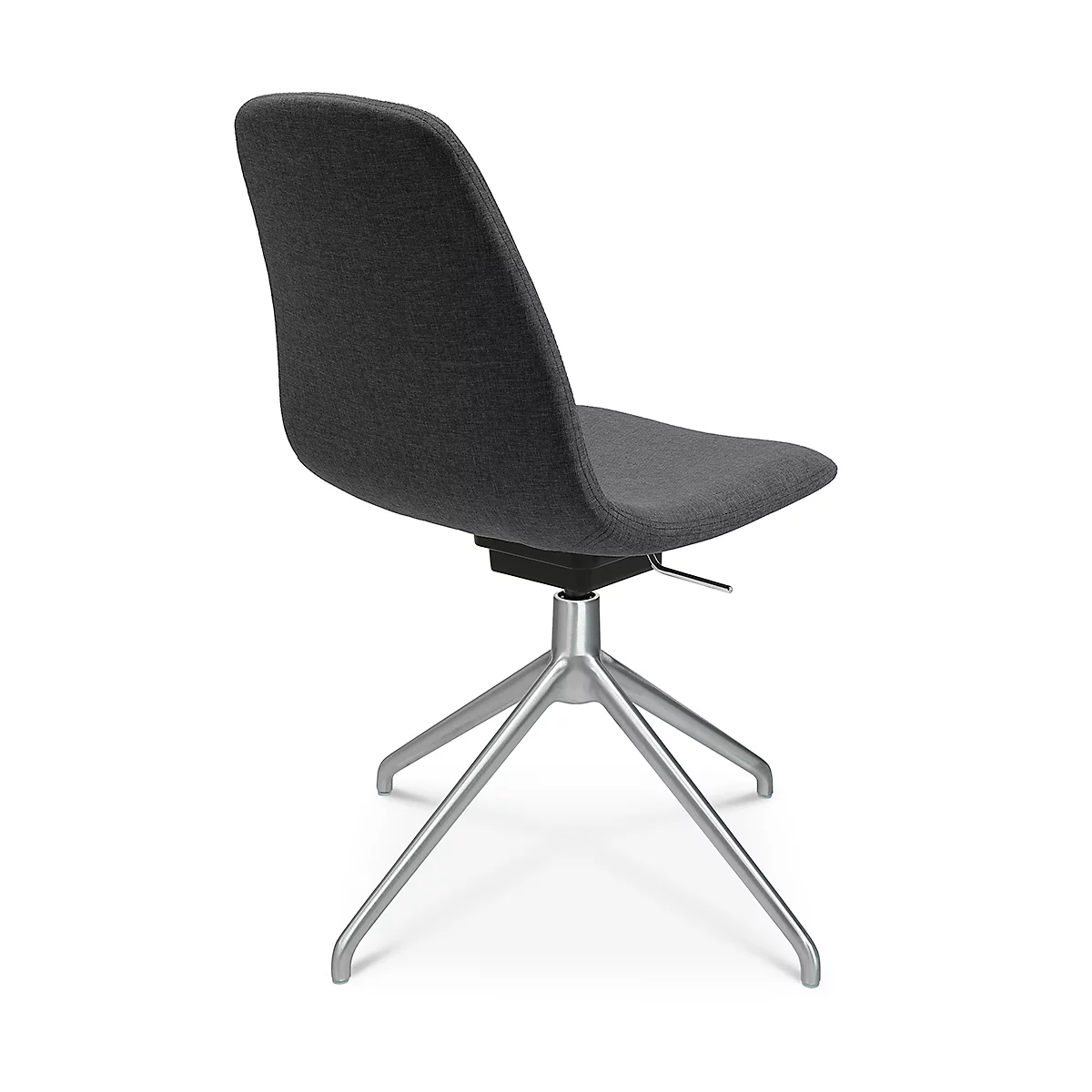 Fauteuil de conférence Topstar Sitness Life 1.1, pivotant/assis réglable en hauteur, sans accoudoirs, L 460 x P 390 x H 450-480 mm, piétement 4 branches, alu mat &amp; tissu, anthr.