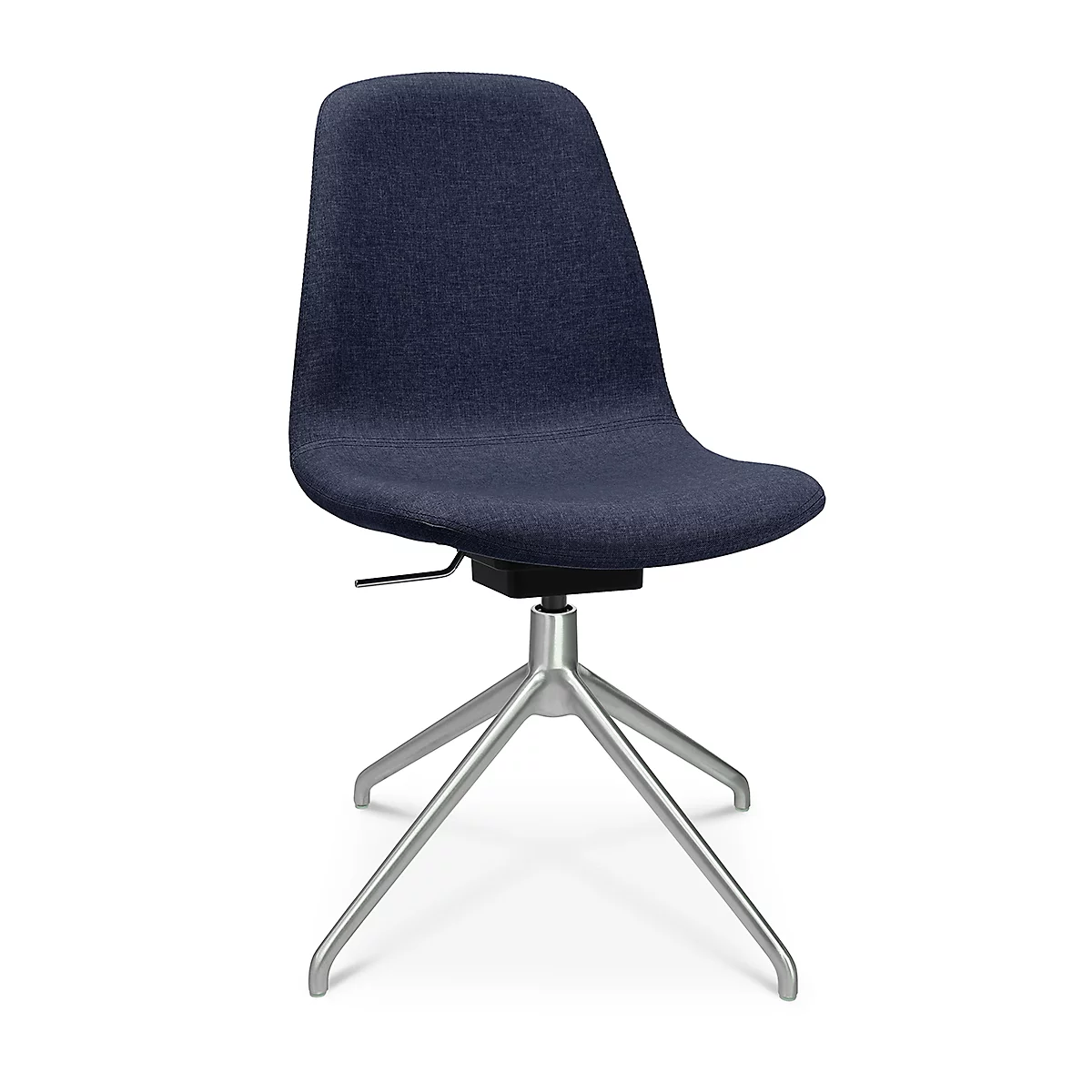 Fauteuil de conférence Topstar Sitness Life 1.1, pivotant/assis réglable en hauteur, sans accoudoirs, L 460 x P 390 x H 450-480 mm, piétement 4 branches, alu mat &amp; tissu, d.bleu