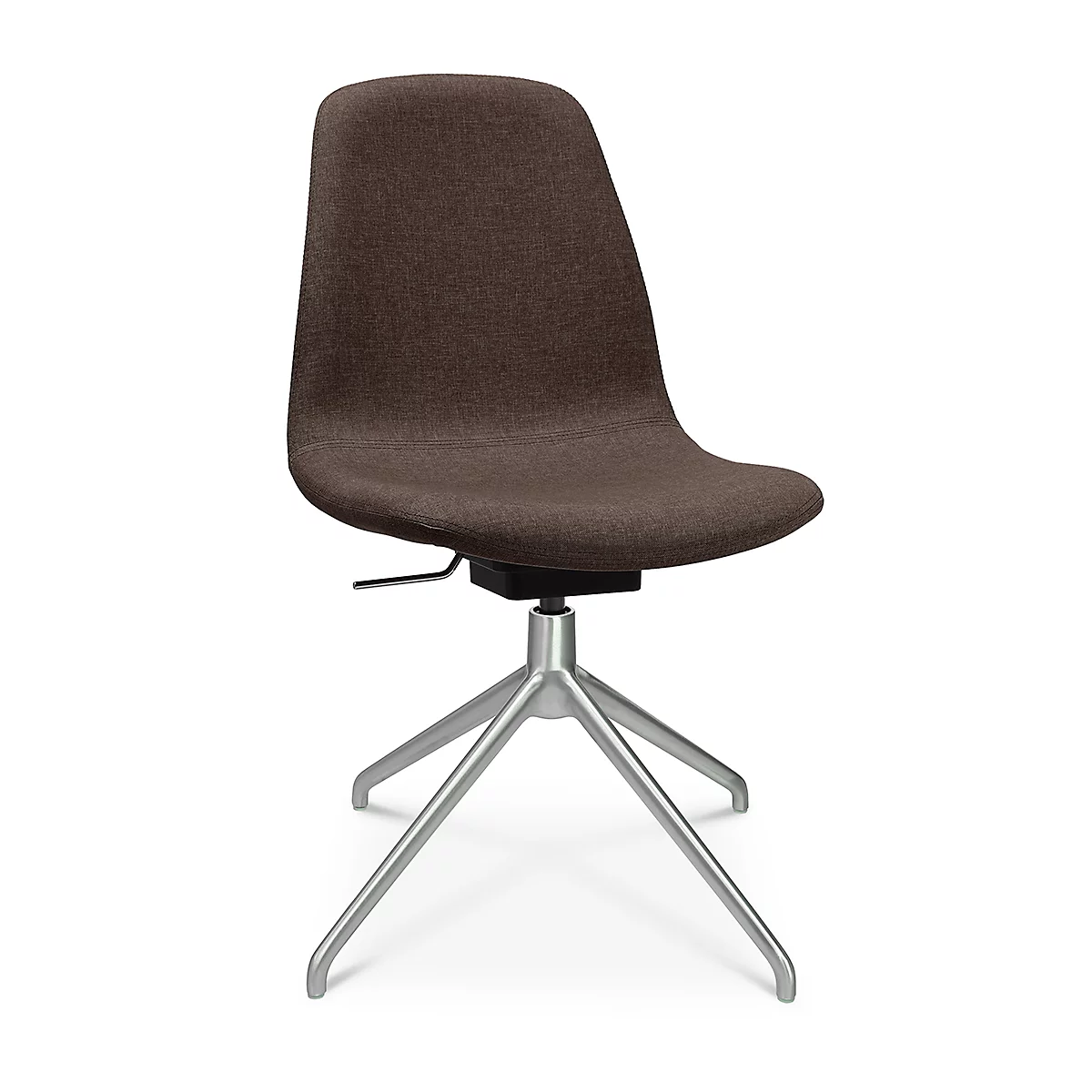 Fauteuil de conférence Topstar Sitness Life 1.1, pivotant/assis réglable en hauteur, sans accoudoirs, L 460 x P 390 x H 450-480 mm, piétement 4 branches, alu mat &amp; tissu, d.marron