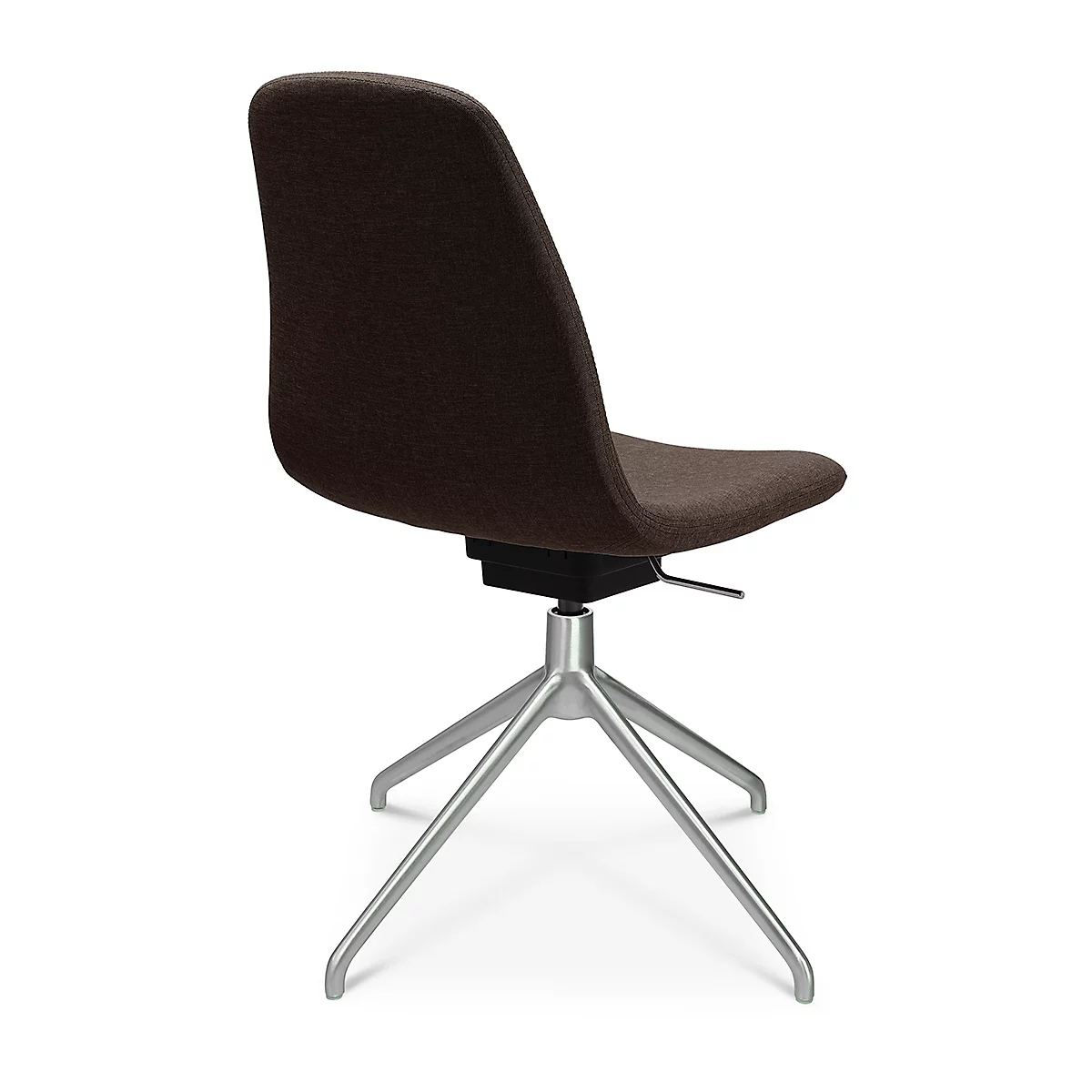 Fauteuil de conférence Topstar Sitness Life 1.1, pivotant/assis réglable en hauteur, sans accoudoirs, L 460 x P 390 x H 450-480 mm, piétement 4 branches, alu mat &amp; tissu, d.marron