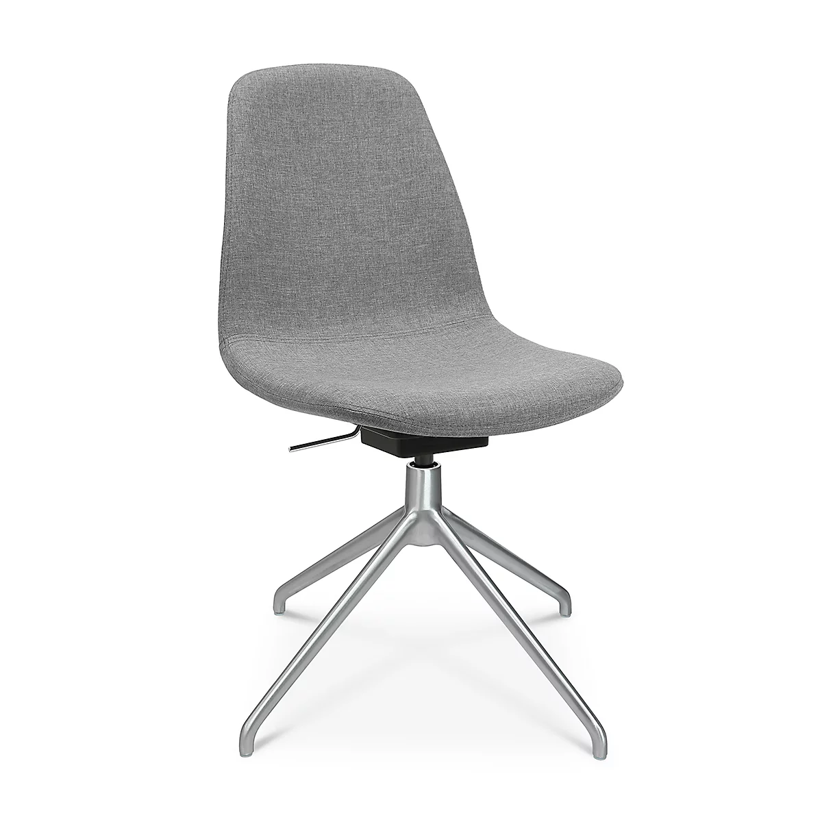 Fauteuil de conférence Topstar Sitness Life 1.1, pivotant/assis réglable en hauteur, sans accoudoirs, L 460 x P 390 x H 450-480 mm, piétement 4 branches, alu mat &amp; tissu, h.gris
