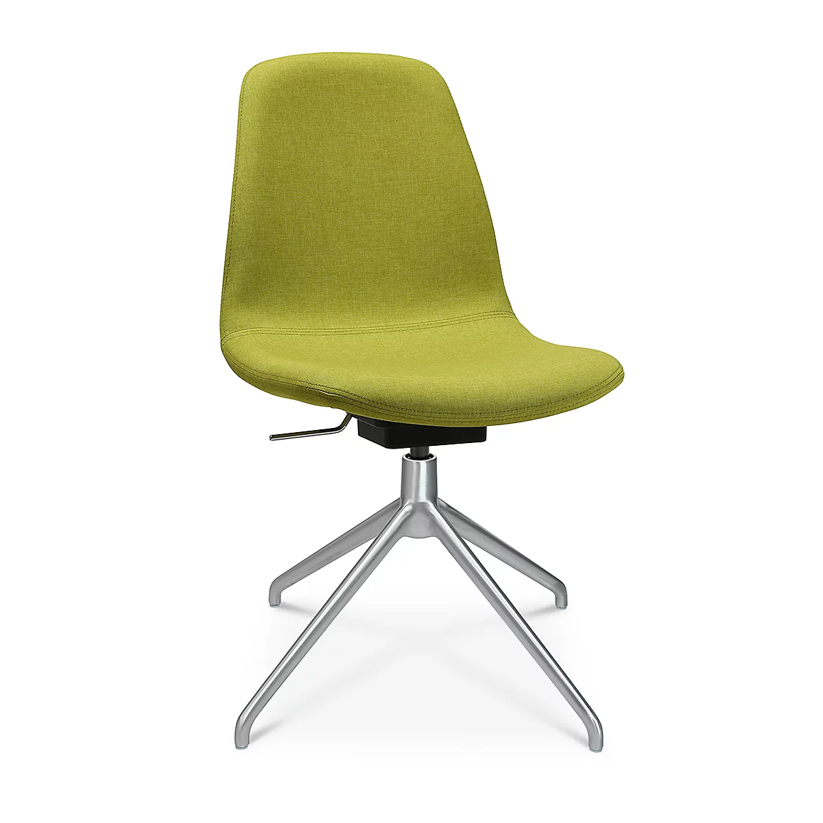 Fauteuil de conférence Topstar Sitness Life 1.1, pivotant/assis réglable en hauteur, sans accoudoirs, L 460 x P 390 x H 450-480 mm, piétement 4 branches, alu mat &amp; tissu, jaune
