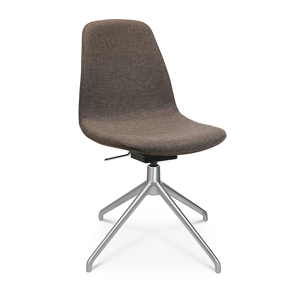 Fauteuil de conférence Topstar Sitness Life 1.1, pivotant/assis réglable en hauteur, sans accoudoirs, L 460 x P 390 x H 450-480 mm, piétement 4 branches, alu mat &amp; tissu, marron