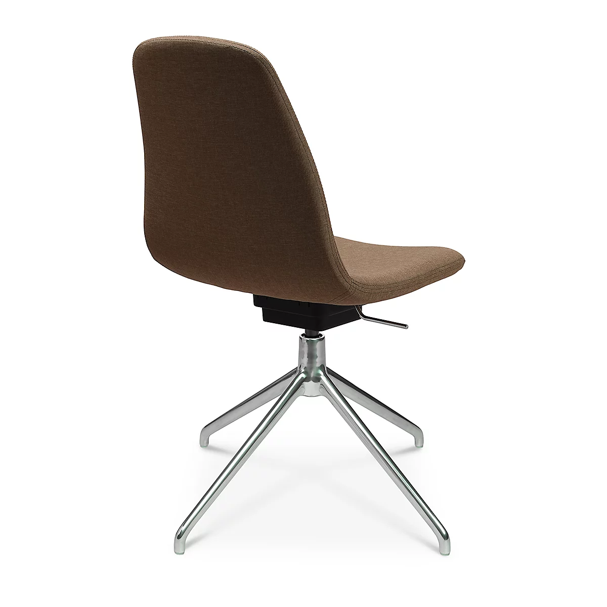 Fauteuil de conférence Topstar Sitness Life 1.1, pivotant/assis réglable en hauteur, sans accoudoirs, L 460 x P 390 x H 450-480 mm, piétement 4 branches, alu mat &amp; tissu, marron