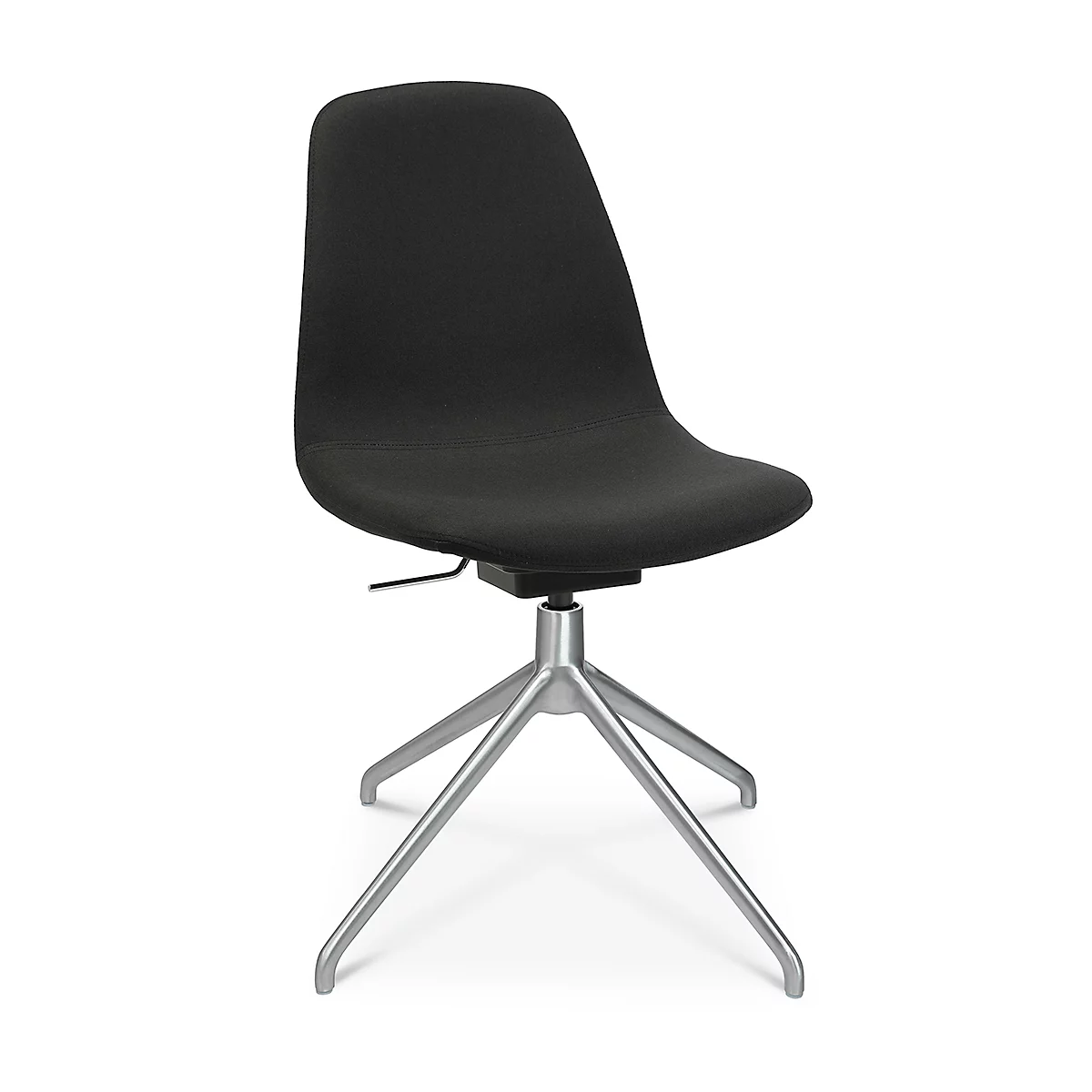 Fauteuil de conférence Topstar Sitness Life 1.1, pivotant/assis réglable en hauteur, sans accoudoirs, L 460 x P 390 x H 450-480 mm, piétement 4 branches, alu mat &amp; tissu, noir
