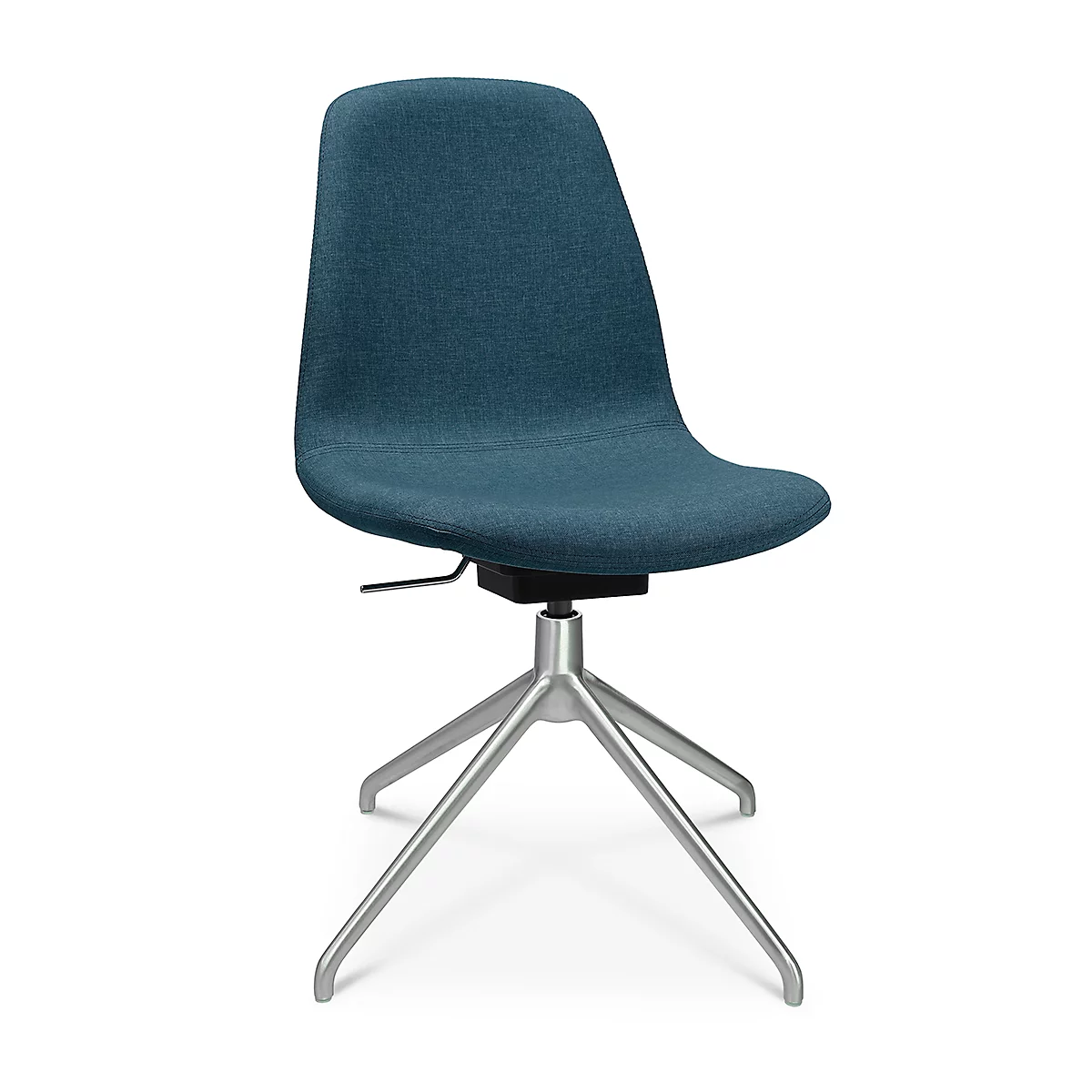Fauteuil de conférence Topstar Sitness Life 1.1, pivotant/assis réglable en hauteur, sans accoudoirs, L 460 x P 390 x H 450-480 mm, piétement 4 branches, alu mat &amp; tissu, pétrole